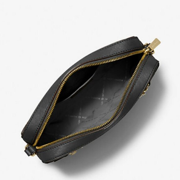 Michael Kors Black Saffiano Leather Crossbody Bag with Gold Chain Accents - Picture 4 of 5